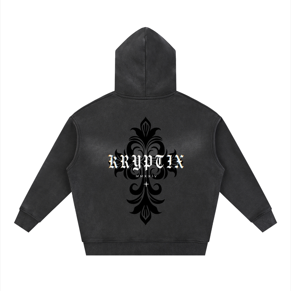 Krpytix-Two-way Zipper Boxy Fleece Hoodie