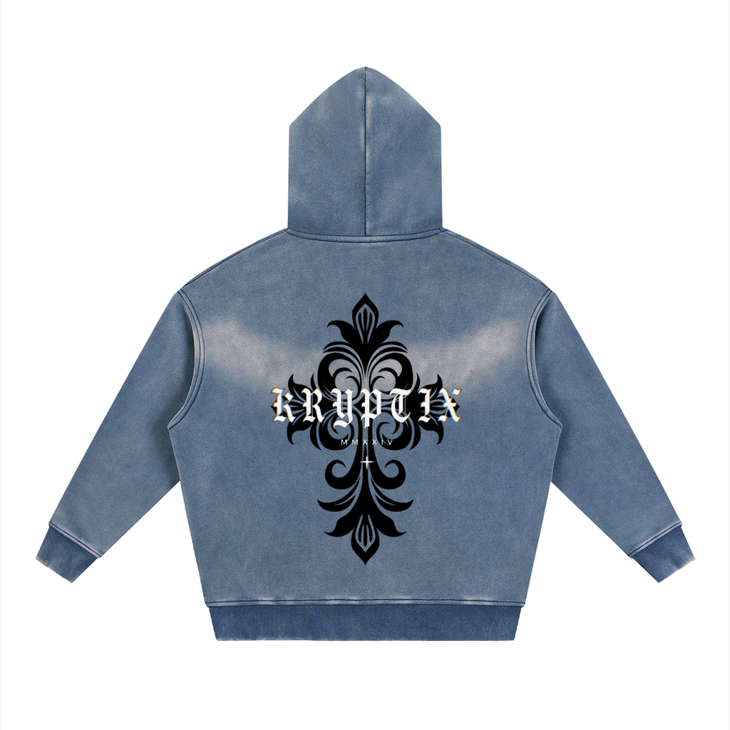 Krpytix-Two-way Zipper Boxy Fleece Hoodie