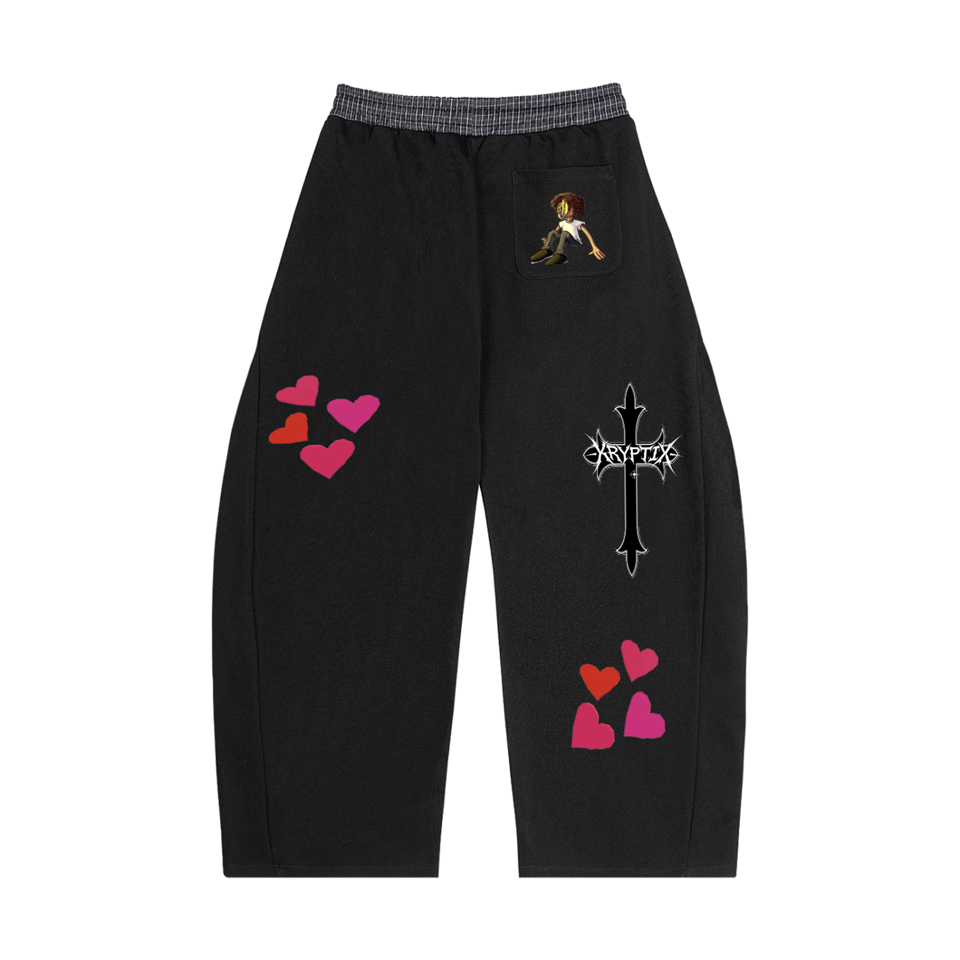 Krpytix-Plaid Double-Waistband Sweatpants