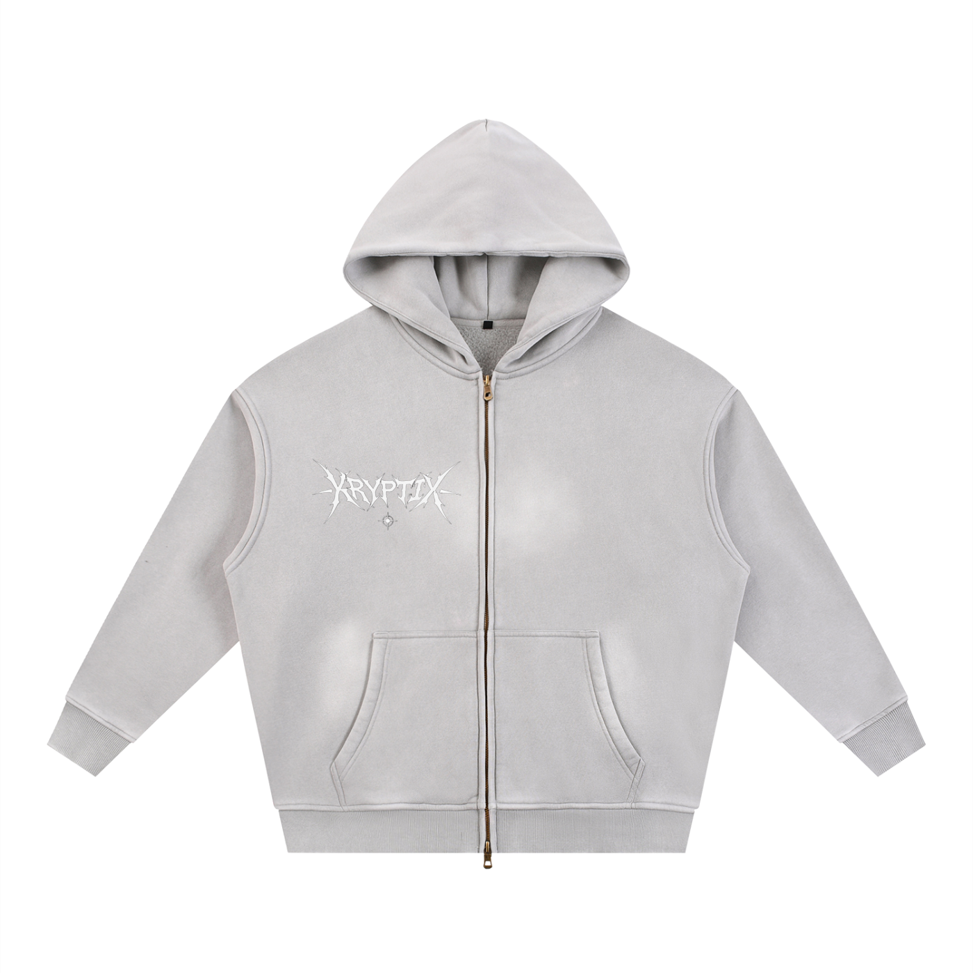 Krpytix-Two-way Zipper Boxy Fleece Hoodie