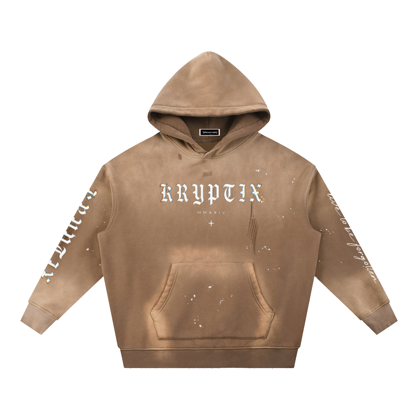 Kryptix-Vintage Washed Frayed Fleece Hoodie