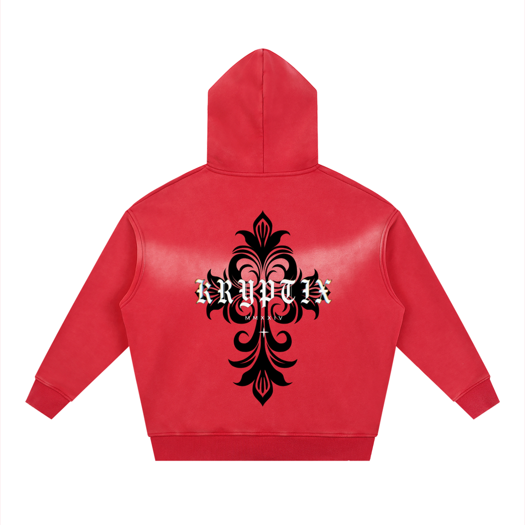 Krpytix-Two-way Zipper Boxy Fleece Hoodie