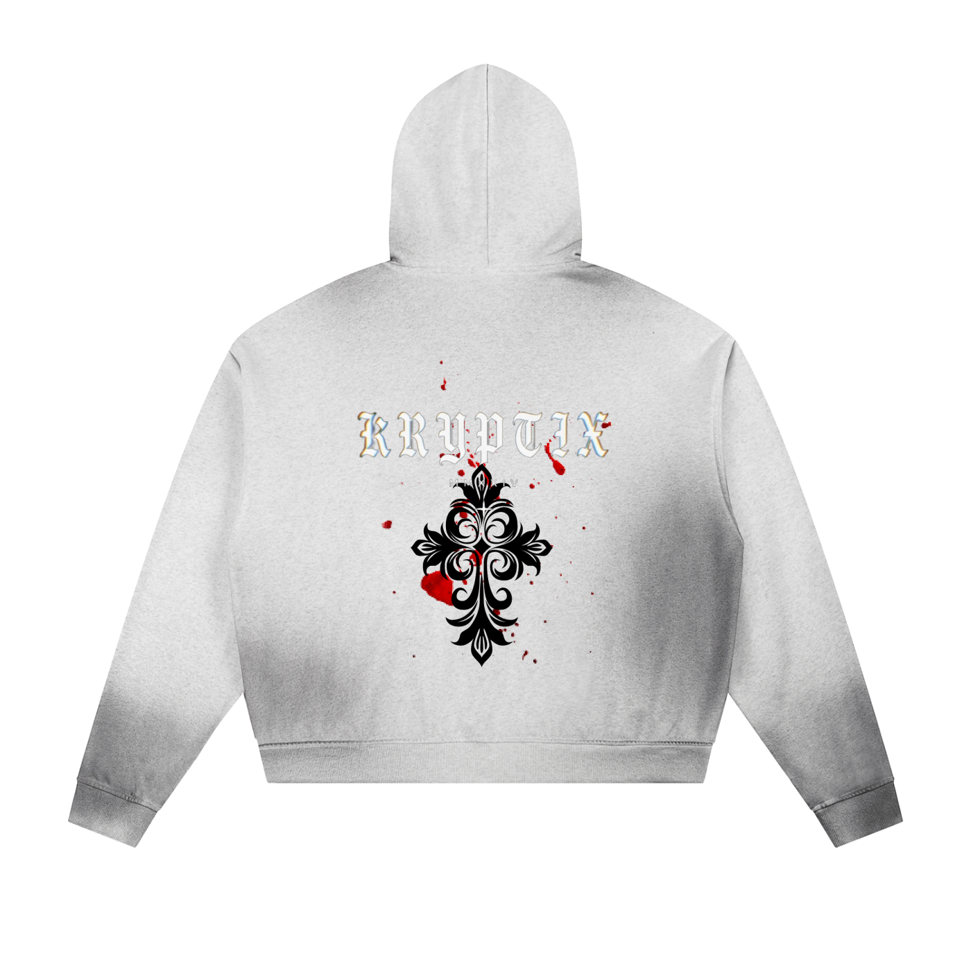 Kryptix-Sun Fade Frayed Raw Edge Fleece Zip Hoodie