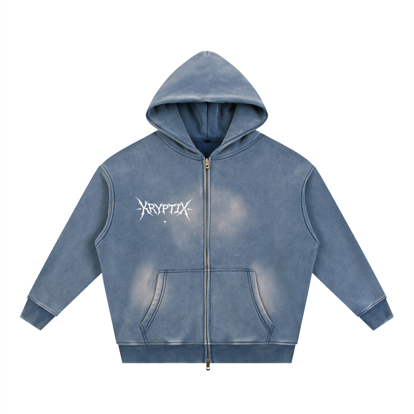 Krpytix-Two-way Zipper Boxy Fleece Hoodie