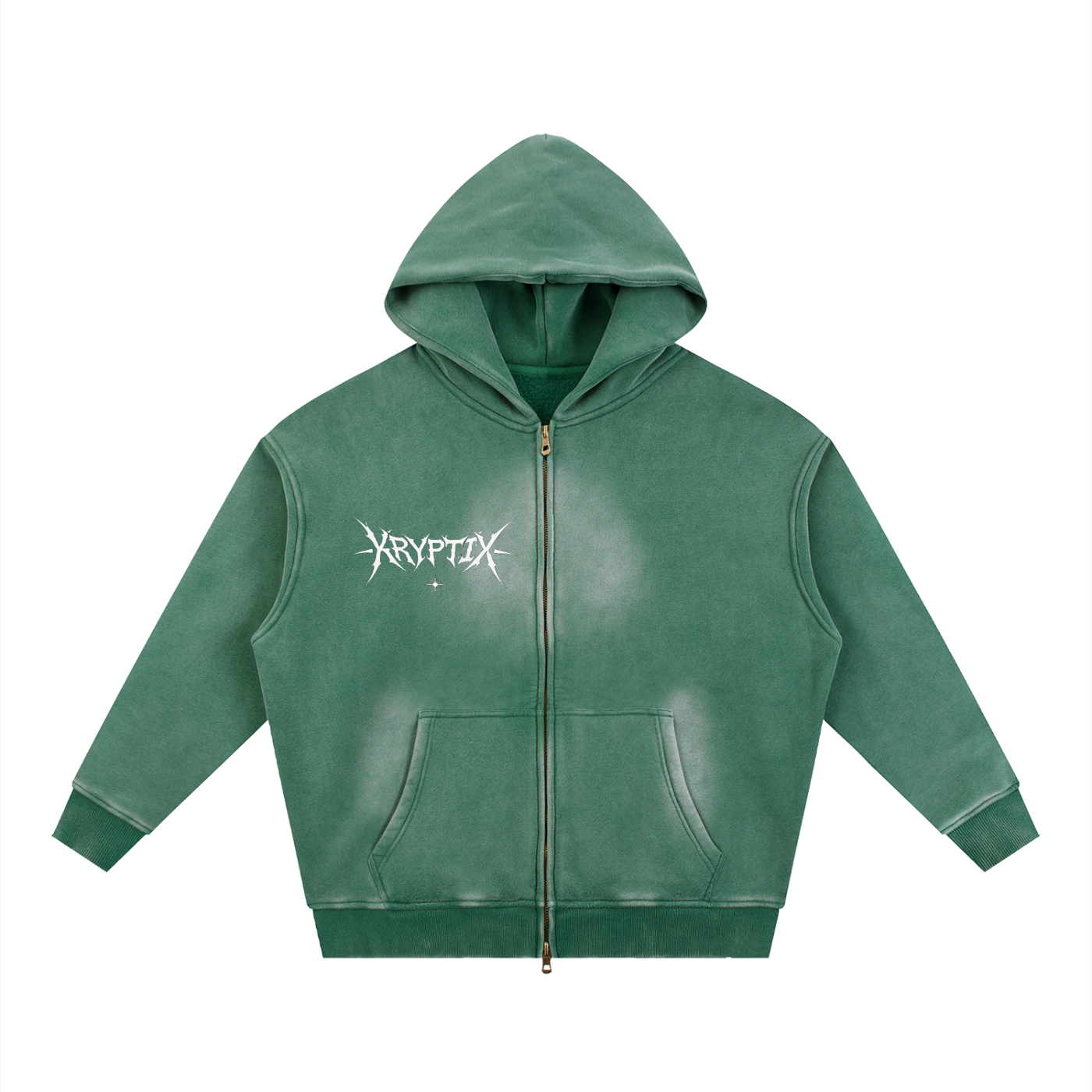 Krpytix-Two-way Zipper Boxy Fleece Hoodie