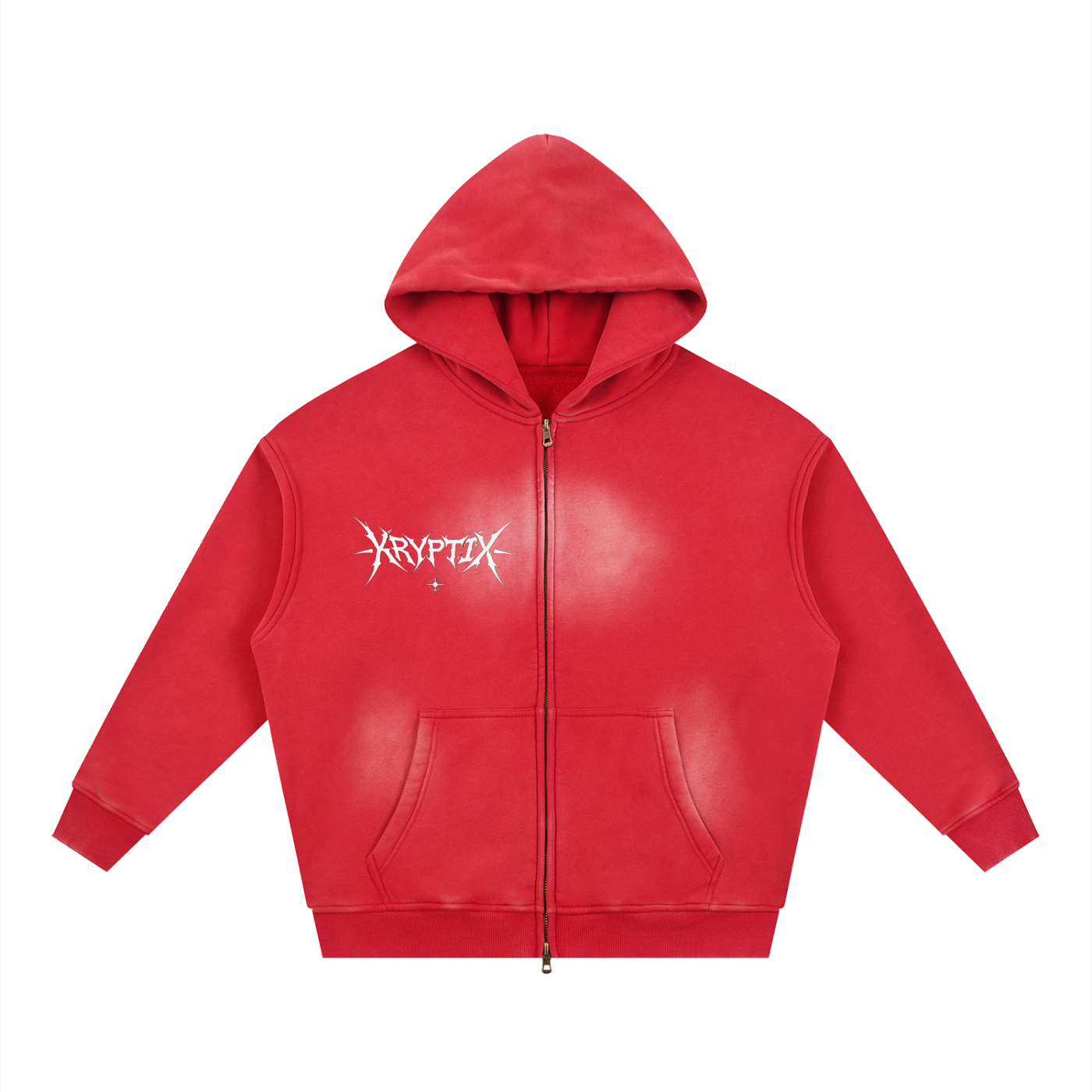 Krpytix-Two-way Zipper Boxy Fleece Hoodie