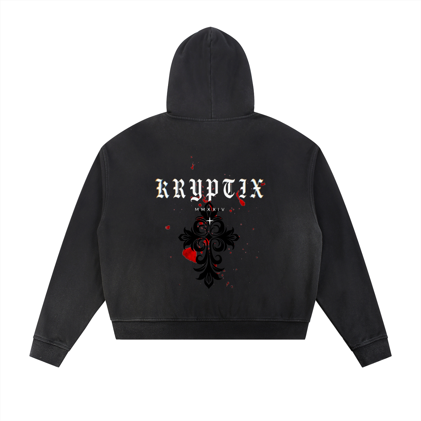 Kryptix-Sun Fade Frayed Raw Edge Fleece Zip Hoodie
